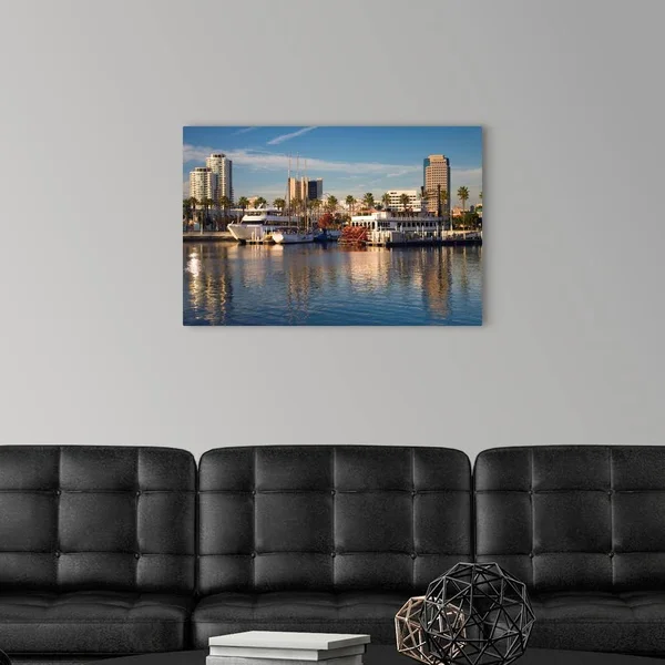 California - Long Beach, Shoreline Village, Marina and City View, Large Solid-Faced Canvas Wall Art Print, Great Big Canvas