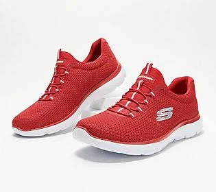 Skechers Washable Slip-On Bungee Summit Sneaker- Calm Harmony - Size 7 Wide, Red
