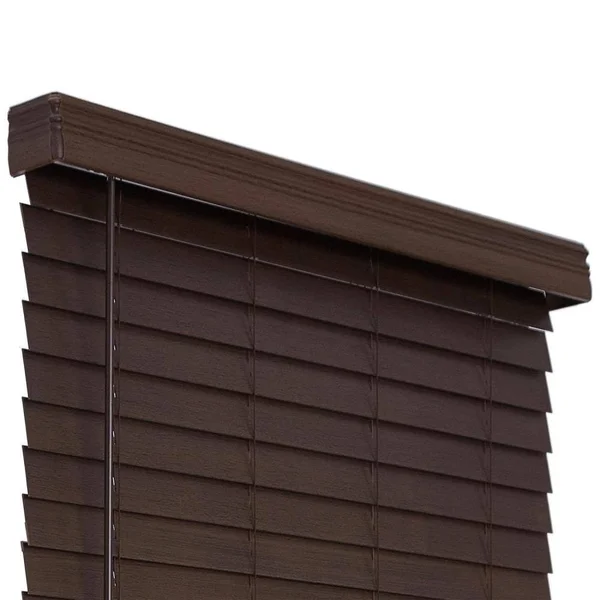 Allen + Roth 2.5-in Slat Width 23.25-in x 72-in Cordless Brown Faux Wood Room Darkening Horizontal Blinds, DFHSC2472-23.25