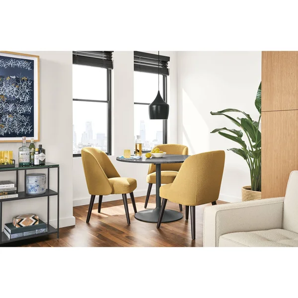 Room & Board, Modern Cora Side Chair in Declan Natural w/ Charcoal Legs White Brown - Performance Fabric