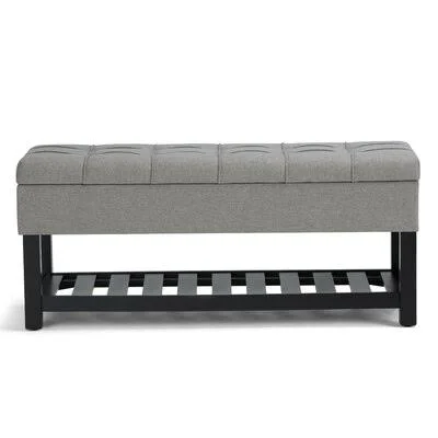 Reidar Upholstered Flip Top Storage Bench Charlton Home Upholstery Color: Dove Gray, Upholstery Material: Linen Look Fabric