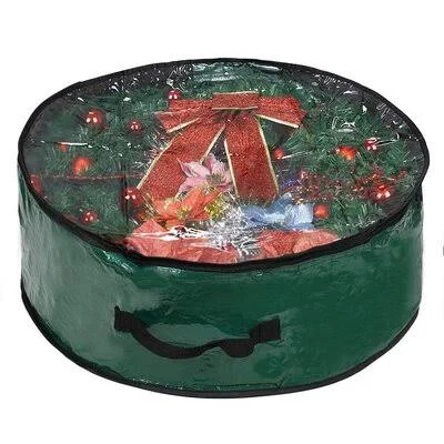 Christmas Wreath Storage Bag 36x22 - Garland Holiday Container with Clear Window - Tear Resistant Fabric - 36x22 x 36x22 x 8x22