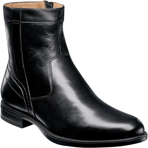 Florsheim Men's Midtown Plain Toe Zip Boot, Size: 16, Black