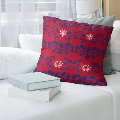 New England Throwback Football Baroque Square Pillow Cover East Urban Home Color: Red/Blue/White, Size: 18x22 x 18