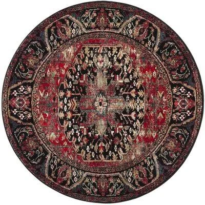 McCall Oriental Red/Black Area Rug Bloomsbury Market Rug Size: Round 5&3x22