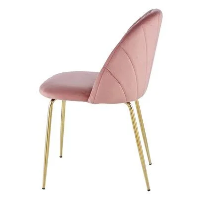 Modern Dining Chair (2 Piece Set) with Iron Tube Golden Legs - Velvet Cushion and Comfortable BACK, Suitable for Dining Room, Liv