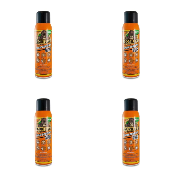 Gorilla Heavy Duty Spray Adhesive - Multipurpose and Repositionable, 14 Ounce, Clear, 4 Pack