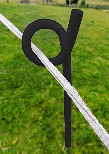 MTB 39 Inches Black Heavy Duty Steel Pig Tail Step-In Fence Post - Pack of 10