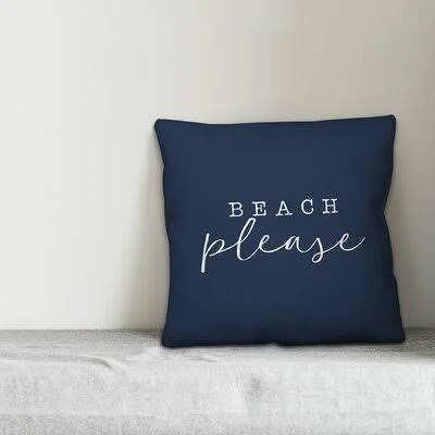 Galvin Beach Please Indoor/Outdoor Throw Pillow Highland Dunes Color: Navy - Size: 20x22 H x 20x22 W