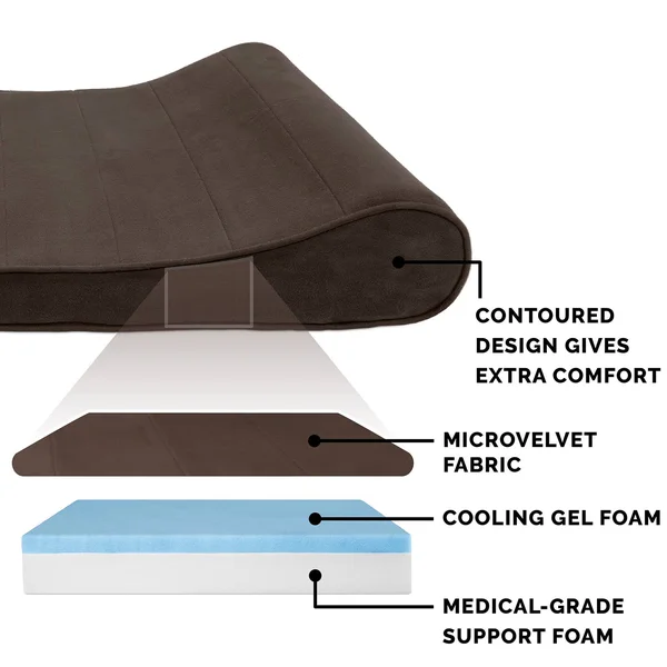 FurHaven Pet Bed - Cooling Gel Microvelvet Luxe Lounger Dog Bed - Giant - Espresso