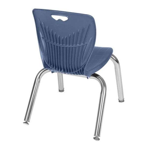 Regency Kee 42x22 Square Height Adjustable Moblie Classroom Table - Mahogany & 4 Andy 18-in Stack Chairs- Navy Blue