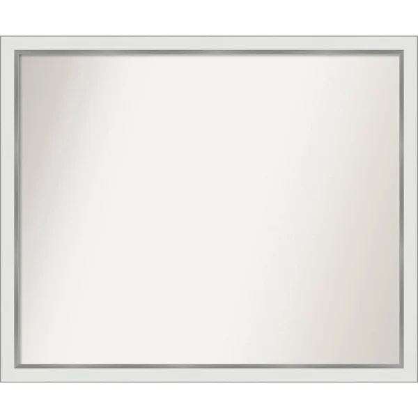 Choose Your Custom size, 34-in SIDE, Eva White Silver Narrow Framed Wall Mirror - 41 x 34-Inch
