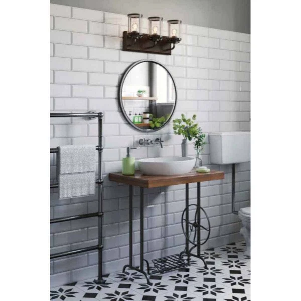Westinghouse 6368100 3 Light Wall Fixture Oil Rubbed Bronze Finish Clear Seeded Glass