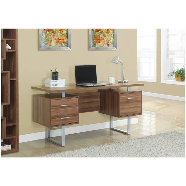 Monarch Specialties Retro-Style Computer Desk, Walnut