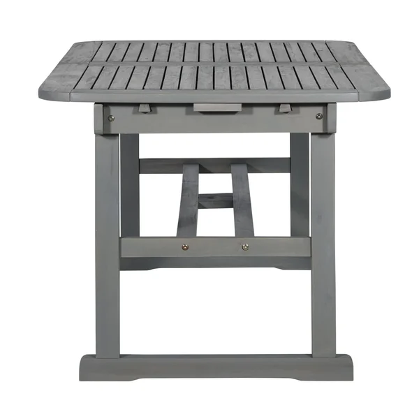 Extendable Outdoor Wood Patio Dining Table - Grey Wash - Gray