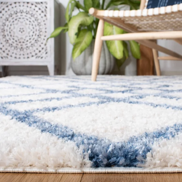 Safavieh Berber Shag Rug Collection BER214A - Cream, Grey - 8& x 8& Square
