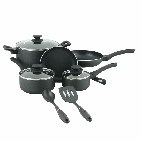 Oster Ashford 10 piece Aluminum Nonstick Cookware Set, Black