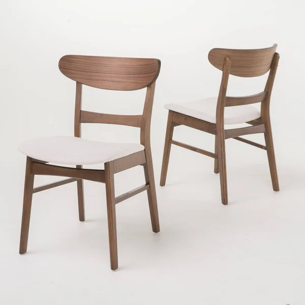 Kloss Curved Leg Rectangular 5-Piece Dining Set - Dark Grey/ Natural Walnut Finish, Gray