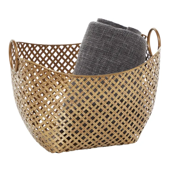Zimlay Gold Metal Contemporary Storage Basket 16416