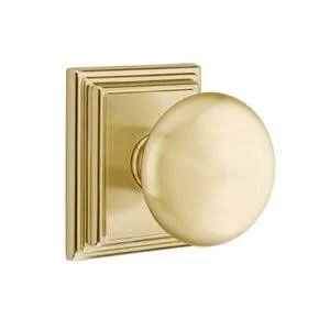 Brass Classic Hardware - Half Dummy Providence Door Knob with Wilshire Rose in Satin Brass - 8561P.HALF.US4 - Emtek Hardware