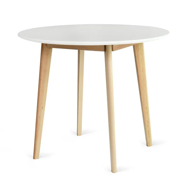 JL Creation 35.5 in. x 35.5 in. Round White Pine Solid Wood MDF Dining Table