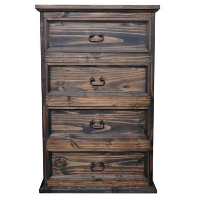 Custom Farmhouse Pine 4 Drawer Chest - Natural Dark - Black Forest Decor