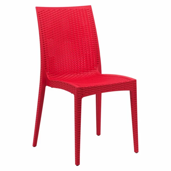 LeisureMod Weave Design Mace Indoor - Outdoor Dining Chair Red