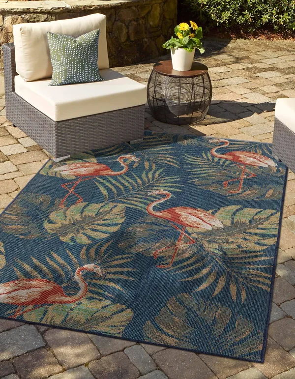 Baja Outdoor Navy Blue 5x8 Area Rug Indoor Outdoor Rug