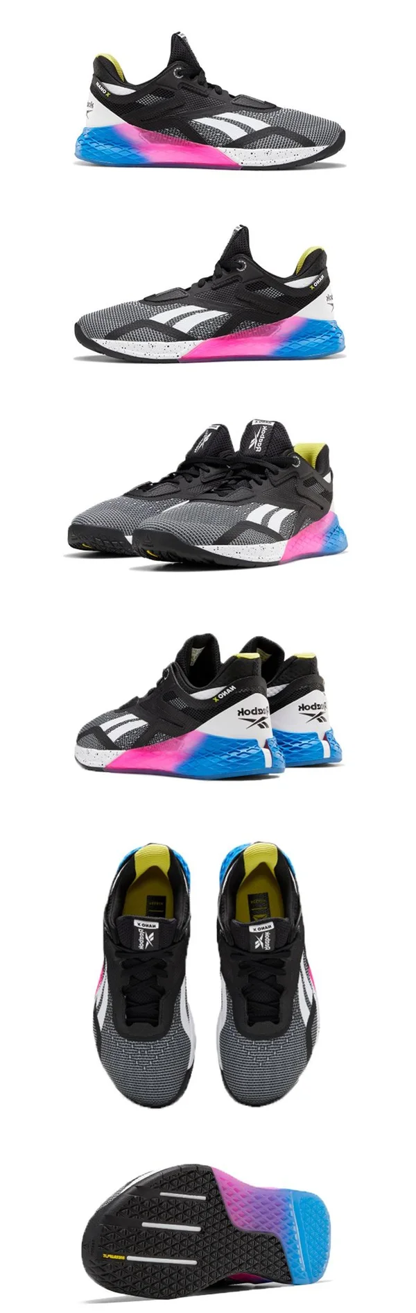 Reebok Womens Nano x &Black Proud Pink& Black/Horizon Blue/Proud Pink Wmns Marathon Running Shoes/Sneakers FW8208 (US Size 6)