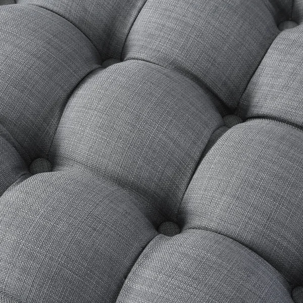 Inspired Home Ottoman Velvet or Linen Tufted Light Grey - Linen