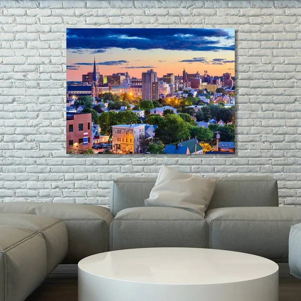 Picture Perfect International Portland, Maine, USA Downtown Skyline Giclee Print Canvas Wall Art, 30 Inches x 40 Inches x 1.5 In