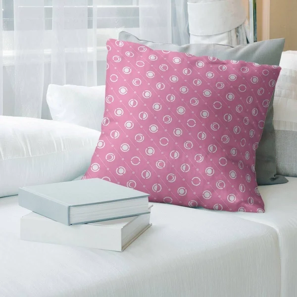 Warm Tones Classic Moon Phases Pattern Throw Pillow - 14 x 14 - Pink - Cotton