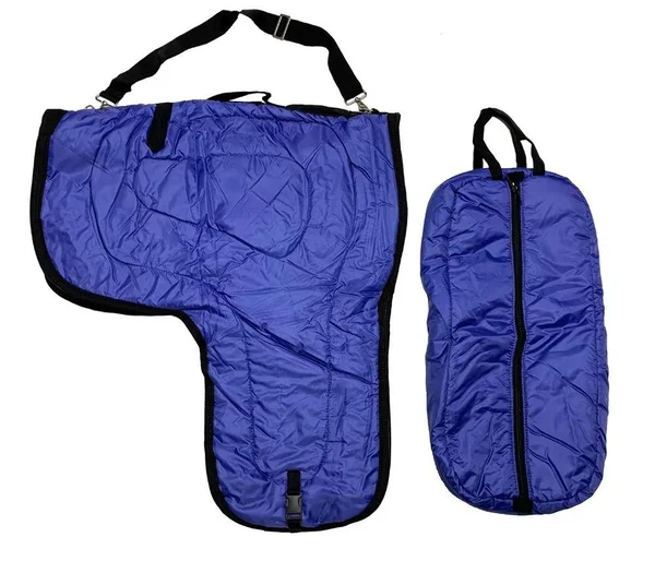 Western Horse Saddle Carrier Bridle Bag Set Cover Storage Travel Bag Padded Quilted Purple