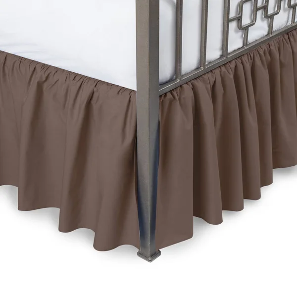 Ruffled Bed Skirt with Split Corners - King 14x22 Drop - Brown