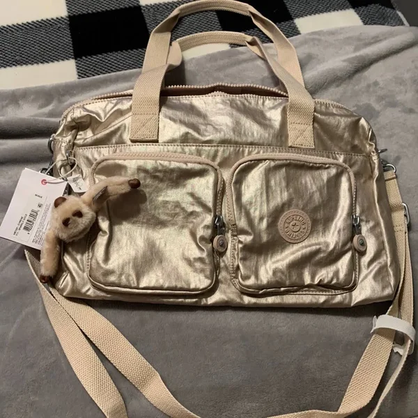 Kipling Front Pocket Satchel - Cyrene - sparkly Gold