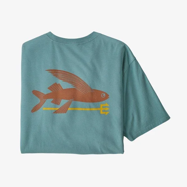 Patagonia Flying Fish Organic T-Shirt - Men's Pigeon Blue/Home Planet, M