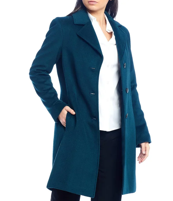 Calvin Klein Single Breasted Cashmere Wool Blend Reefer Coat - 10