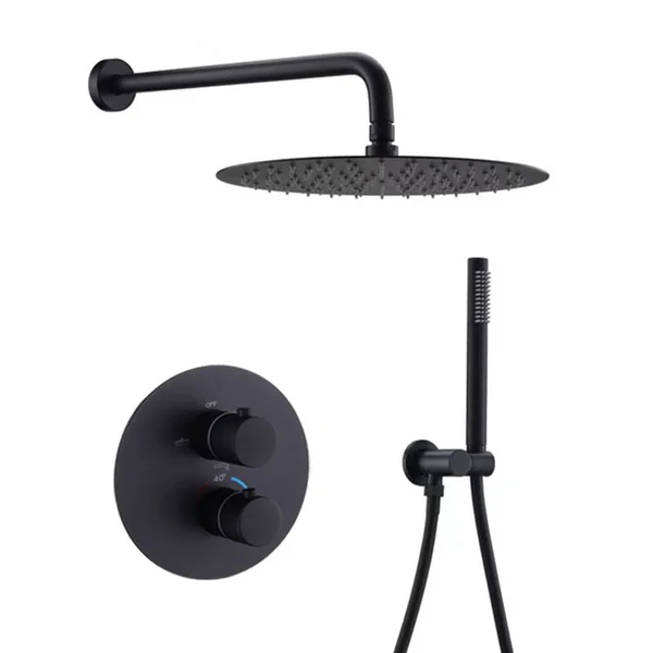 Constant Temperature In-Wall Shower Set, Concealed Smart Shower, All-Copper Shower Box Embedded, Matt Black Concealed Shower 913
