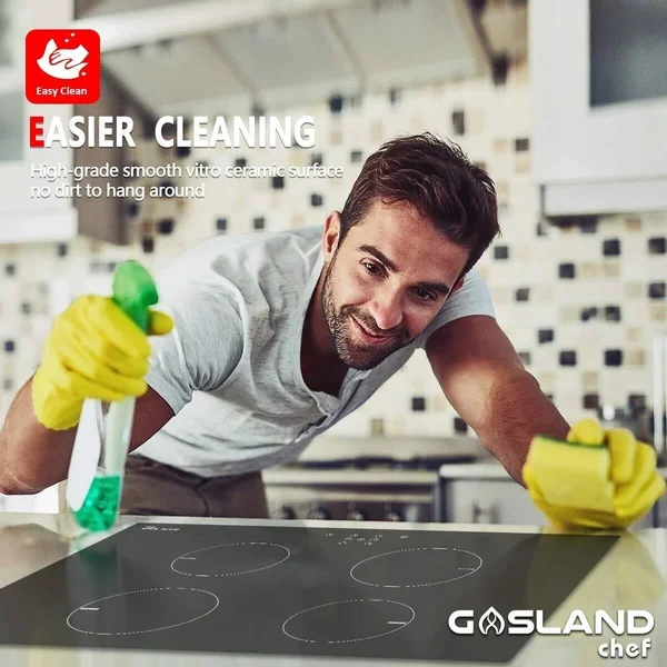 Gasland Chef 30x22 Built-in Induction Stovetop - Vitro Ceramic Surface Electric Cooktop, 4 Burners, Sensor Touch Control, Timer