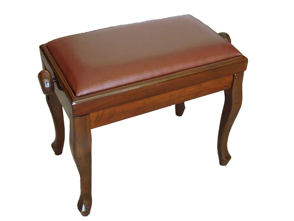 Adjustable Genuine Leather Classic Piano Bench in Walnut