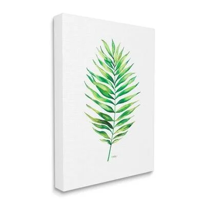 Minimal Green Palm Tropical Plant Over White Bay Isle Home Format: Wrapped Canvas, Size: 20x22 H x 16x22 W x 1.5x22 D