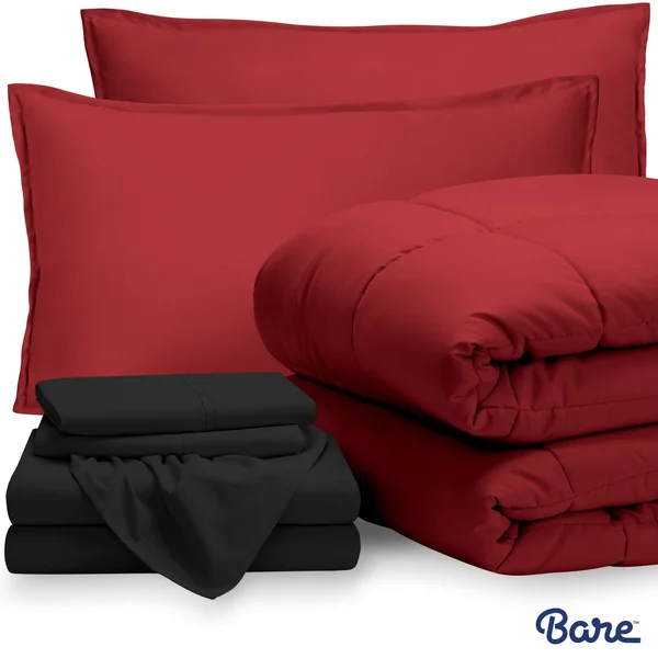 Premium 1800 Series Microfiber Bed in A Bag by Bare Home, Size: Queen, Black