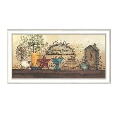 'Amazing Grace Shelf' by Gail Eads - Picture Frame Painting Print on Paper August Grove Format: White Framed