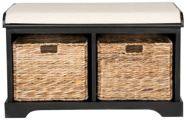 Safavieh Freddy Distressed Black Wicker Storage Bench