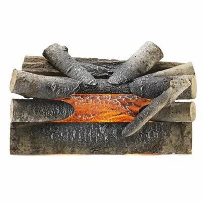 Daryl Electric Crackling Natural Wood Log Fire Alcott Hill