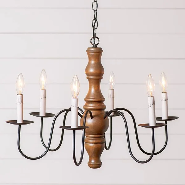 Irvins Country Tinware Gettysburg Chandelier in Earl Gray - 6 Light