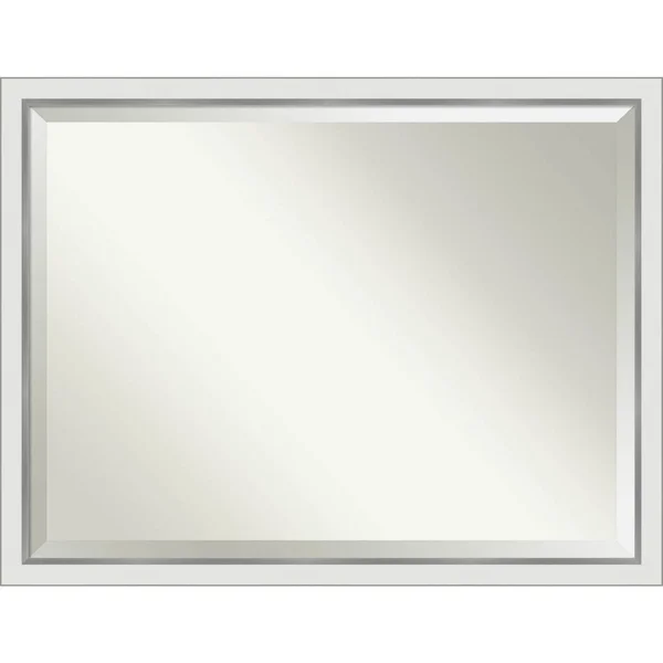 Amanti Art Narrow Eva White Silver Bathroom Vanity Wall Mirror - 43x33