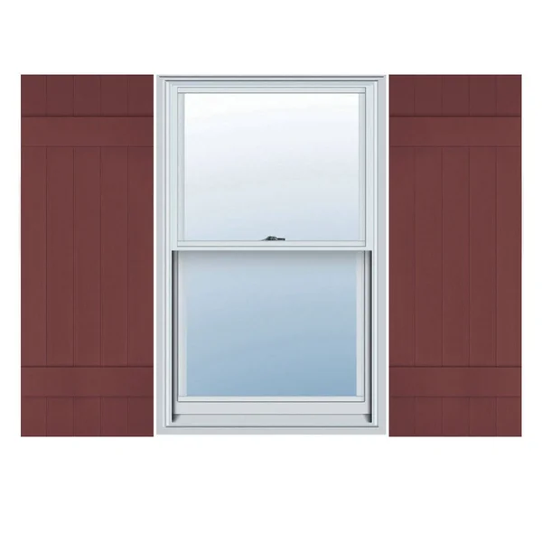 17 1/2 inchw x 49 inchh Lifetime Vinyl - Custom Five Board Joined (2 Batten), Board-n-Batten Shutters, w/Shutter-Loks (Per Pair)