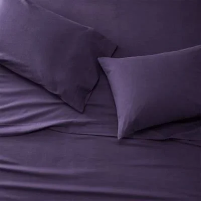 Eddie Bauer Unisex-Adult Portuguese Flannel Sheet Set - Solid - Size: Full Full, Purple