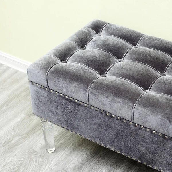 Best Quality Furniture Storage Ottoman Acrylic Legs and Nailhead Trim - Dark Grey - Large